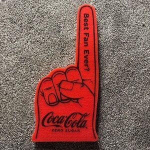 Coca-Cola Coke Zero Sugar Promotional Foam Finger “Best Coke Ever?” 18”x8” Red